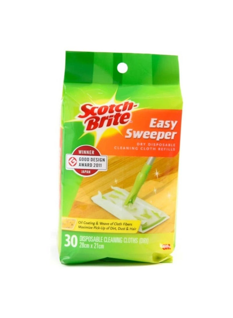 Scotch Brite إعادة تعبئة ممسحة سهلة لقطع التنظيف القابلة للتصرف - 28 × 21 سم، 30 ورقة - Image 1