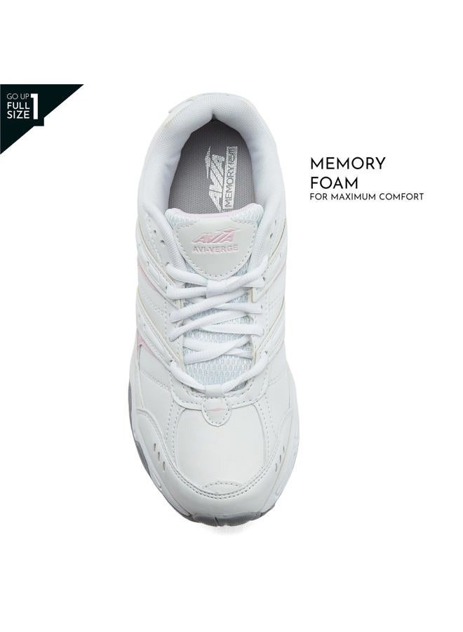 Avia Verge Womens Sneakers - Tennis, Court, Cross Training, or Pickleball Shoes for Women, 9.5 Medium, White with Light Pink - Image 4