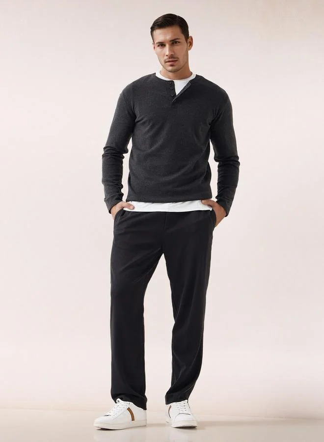 Splash FAV Henley Collar Sweater with Long Sleeves