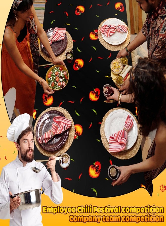 اودين مفارش طاولة من أودين، 3 قطع، 86 بوصة × 51 بوصة، زينة حفلات الفلفل الحار، أغطية طاولات للاستخدام مرة واحدة، أغطية طاولات على شكل لهب الفلفل للشواء، لوازم حفلات مكسيكية (بتصميم حيوي) - Image 5