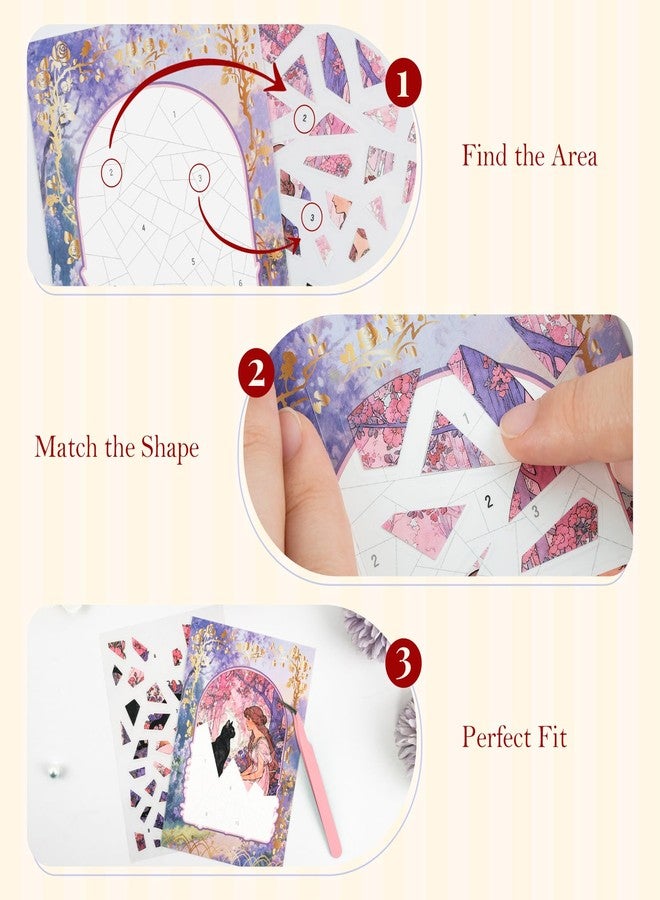 RISYPISY 4 Sets Dreamy Sticker Scenes for Adults & Teens, Mini Art Puzzle Stickers for Stress Relief, DIY Scene Stickers, Fun Party Favors Gifts & Crafts - Image 4