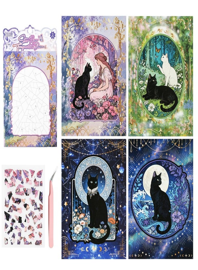 RISYPISY 4 Sets Dreamy Sticker Scenes for Adults & Teens, Mini Art Puzzle Stickers for Stress Relief, DIY Scene Stickers, Fun Party Favors Gifts & Crafts - Image 1