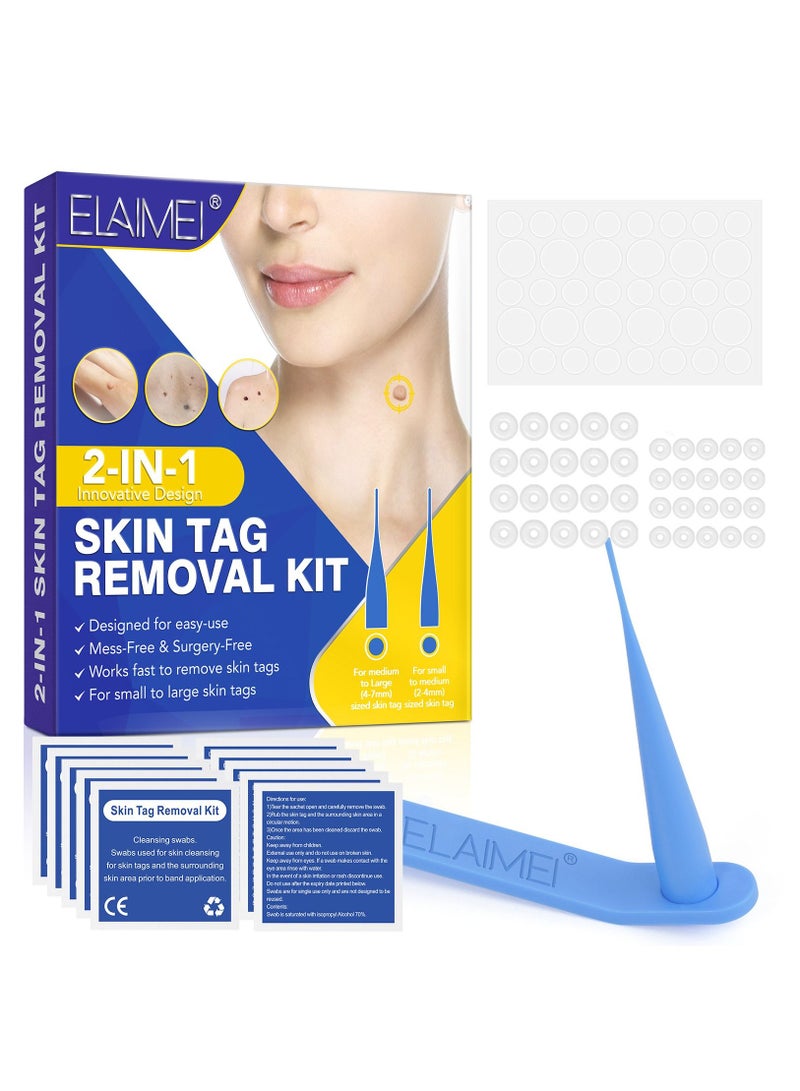 Elaimei Skin Tag Remover 2 in 1 Skin Tag Removal Device Kit for Small to Large Size 2mm-7mm  Skin Tags Fits Most Body Parts Easy to Use Painless  - Image 1