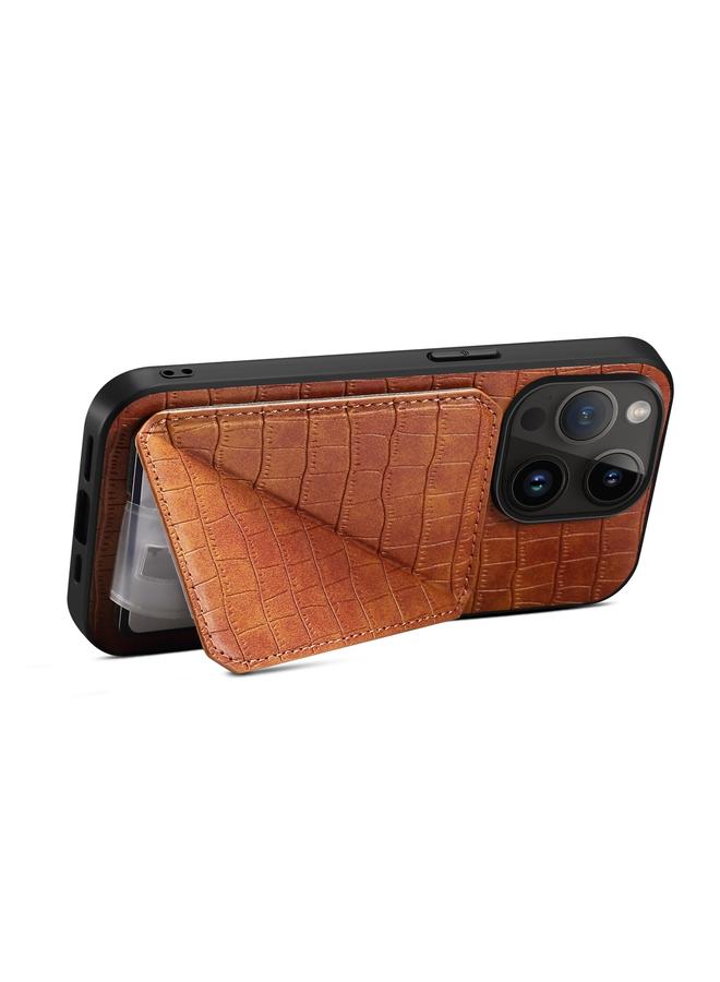 اس-توب جراب خلفي لهاتف iPhone 15 Plus مصنوع من جلد التمساح الصناعي مع حامل - Image 5