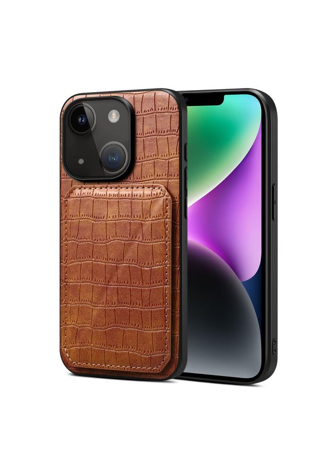 اس-توب جراب خلفي لهاتف iPhone 15 Plus مصنوع من جلد التمساح الصناعي مع حامل - Image 1