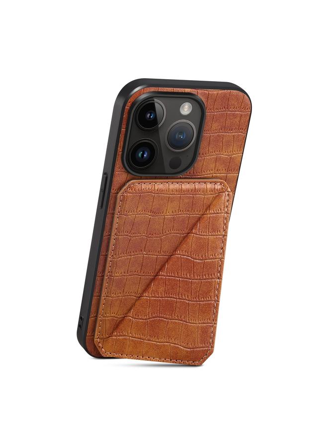 اس-توب جراب خلفي لهاتف iPhone 15 Plus مصنوع من جلد التمساح الصناعي مع حامل - Image 2