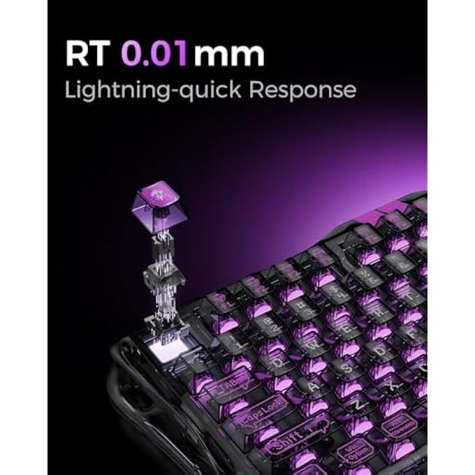 Gravastar V75 LITE HALL EFFECT MAGNETIC GAMING KEYBOARD - 4000HZ RAPID TRIGGER - 0.01 MM RT ACCURACY - 75% HE GAMING KEYBOARD WITH HOT SWAPPABLE SWITCHES & TRANSPARENT RGB LIGHTING - FOR PC & MAC - Image 2