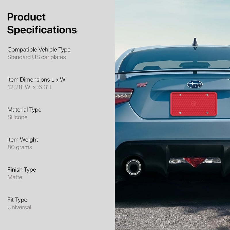 إطارات لوحات الترخيص السيليكونية من Rightcar Solutions | الإطار الأصلي من السيليكون عالي الجودة للسيارة | حامل لوحة ترخيص مقاوم للصدأ، مقاوم للاهتزاز، مقاوم للعوامل الجوية (أحمر) سطح عازل للحرارة - Image 2