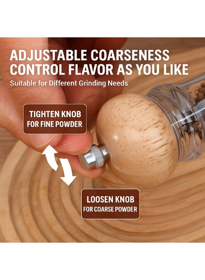 Acrylic Manual Pepper & Salt Grinder – Wooden Top Clear Body Mill for Easy Manual Grinding - Image 4