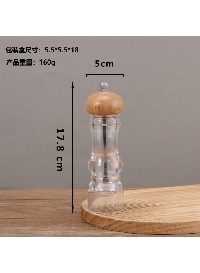 Acrylic Manual Pepper & Salt Grinder – Wooden Top Clear Body Mill for Easy Manual Grinding - Image 2