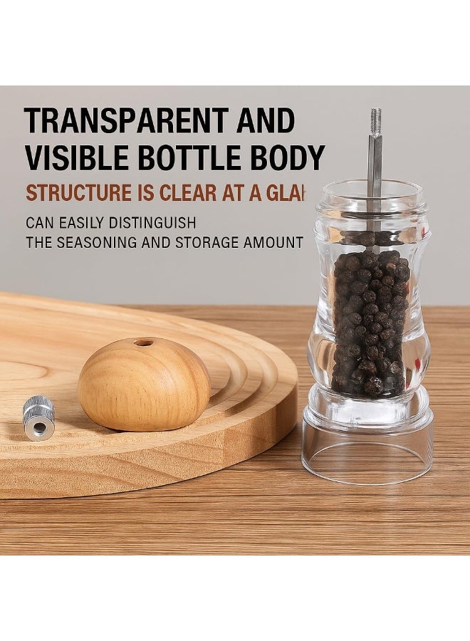 Acrylic Manual Pepper & Salt Grinder – Wooden Top Clear Body Mill for Easy Manual Grinding - Image 3