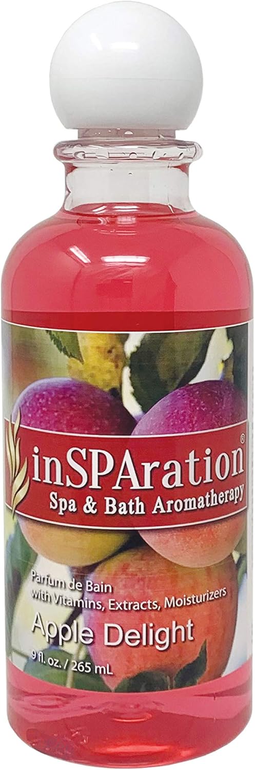 inSPAration Spa and Bath Aromatherapy 102X Spa Liquid 9Ounce Apple Delight Red