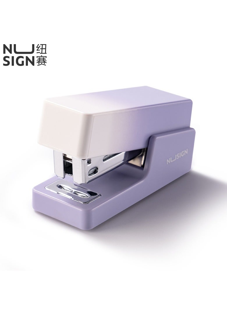 Deli Deli Nusign NS083A Gradient Purple Mini Stapler, 12-Sheet Capacity, Steel Frame with Anti-Slip TPE Base, Includes 830 Staples - Office & School Essentials