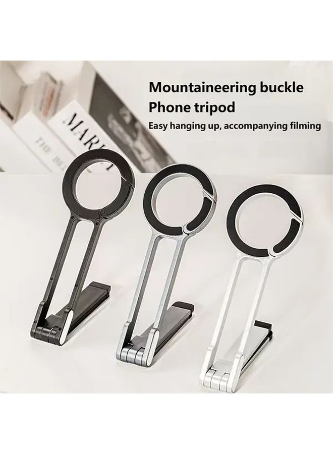Silvery Magnetic Phone Holder 360 Rotatable Carabiner Stand Hands Free Tripod For Video Recording - Image 3