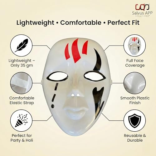Salvus APP SOLUTIONS Multicolor Plastic Fancy Scary Face Mask/Costume Mask For Kids, Men & Women (6x8 Inch) (Anonymous) - Image 3