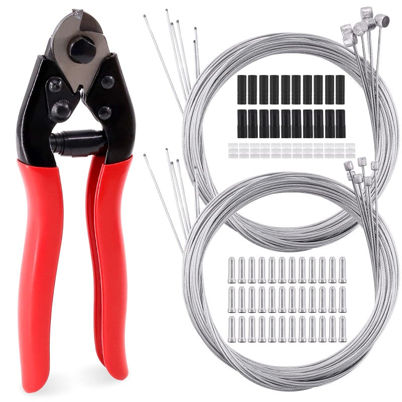 Glarks Glarks 81Pcs Stainless Steel Bicycle Cable Cutter and Bike Brake Cable Shifter Cable with End Caps, O-Rings Set for Mountain Bike, Road Bike - Image 1