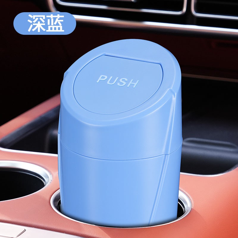 Generic Multi-Functional Car Bin with Lid Mini Trash Can [dark blue] car trash can 
