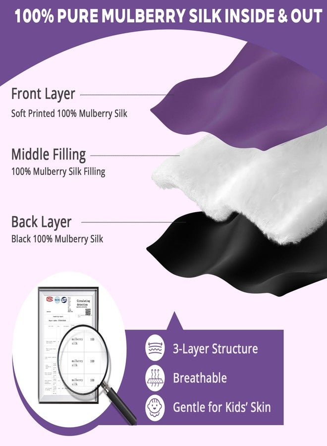 spacepower Kids Silk Sleep Mask: 100% Mulberry Silk Eye Mask with Adjustable Strap, Soft Blackout Boys Girls Sleeping Mask, Cute Printed Blindfold for Travel/School/Bed, Gift for Ages 5-15 (Blue Horse Style) - Image 2