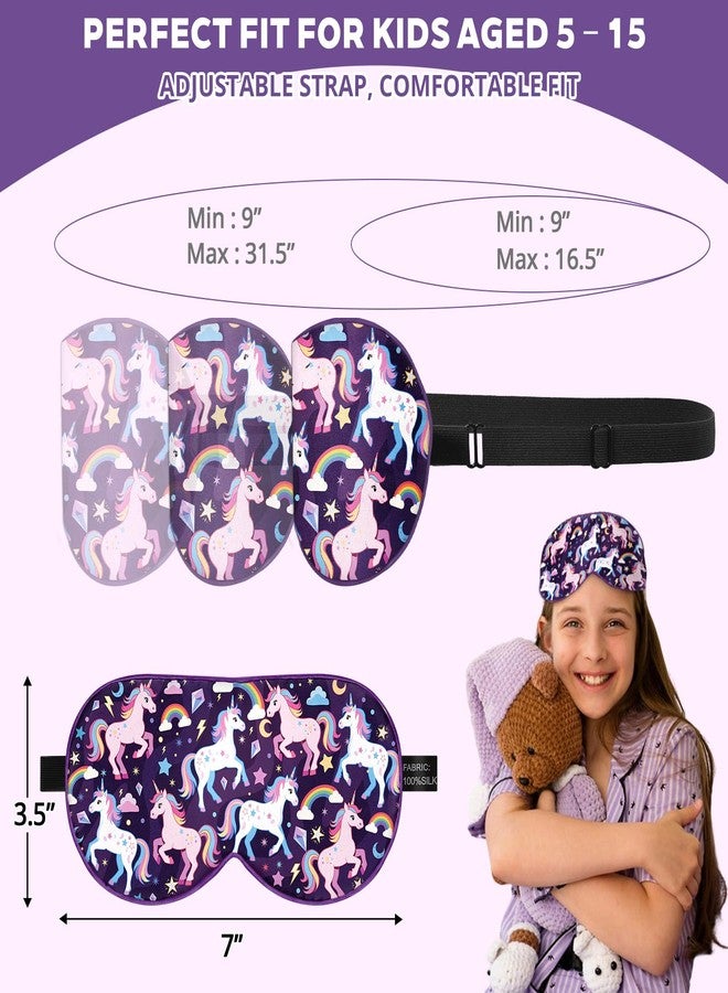 spacepower Kids Silk Sleep Mask: 100% Mulberry Silk Eye Mask with Adjustable Strap, Soft Blackout Boys Girls Sleeping Mask, Cute Printed Blindfold for Travel/School/Bed, Gift for Ages 5-15 (Blue Horse Style) - Image 5