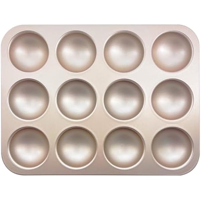 Semicircle Baking Mould Hemispherical Pastry Tray For Muffins Tarts Cake Bread Panna Cotta Mousse Pudding Cupcakes Jelly NonStick Carbon Steel Bakeware For Creative Desserts 12 Holes - Image 1