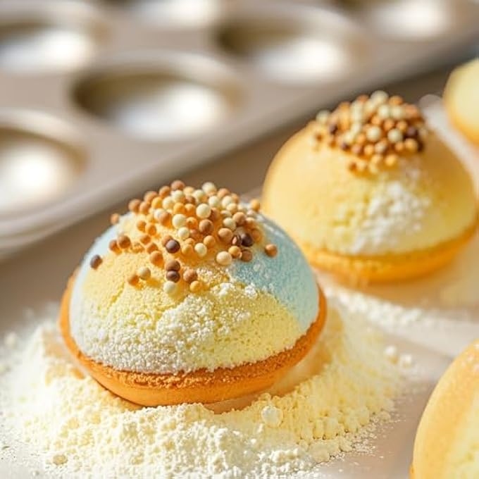 Semicircle Baking Mould Hemispherical Pastry Tray For Muffins Tarts Cake Bread Panna Cotta Mousse Pudding Cupcakes Jelly NonStick Carbon Steel Bakeware For Creative Desserts 12 Holes - Image 2