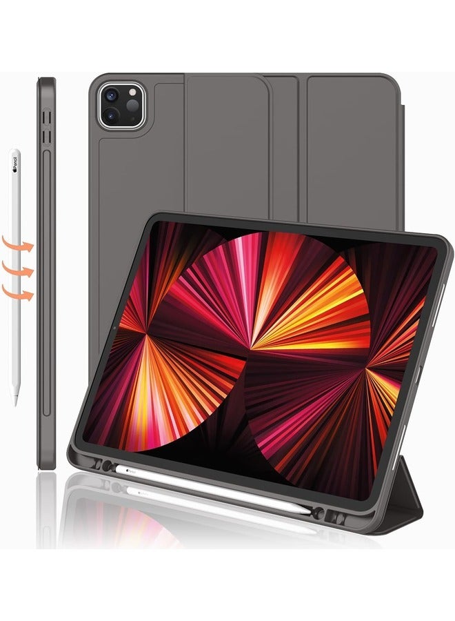 إلترازون Space Gray Trifold Smart Case for iPad Pro 11-Inch (2022/2021) - With Pencil Holder, Soft TPU Back, Auto Wake/Sleep, and Pencil Charging Support - Image 1