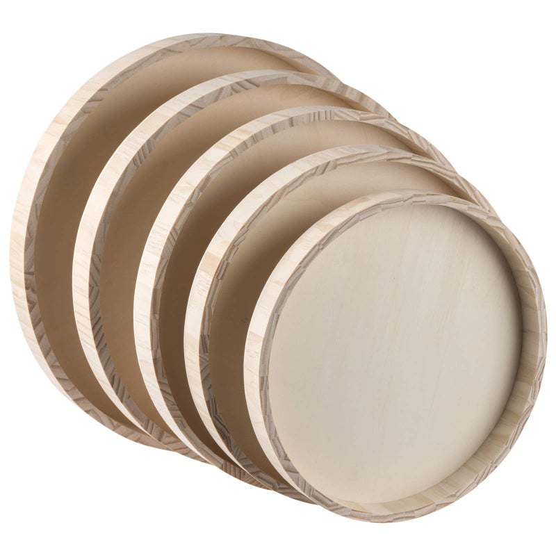 Wooden Round Trays for Serving  Five Piece Nested Breakfast Tray  Wood Crafts Trays for Organizing  Bathroom Tray  Food Trays for Party Buffet Montessori Wooden Trays for Serving  Catering