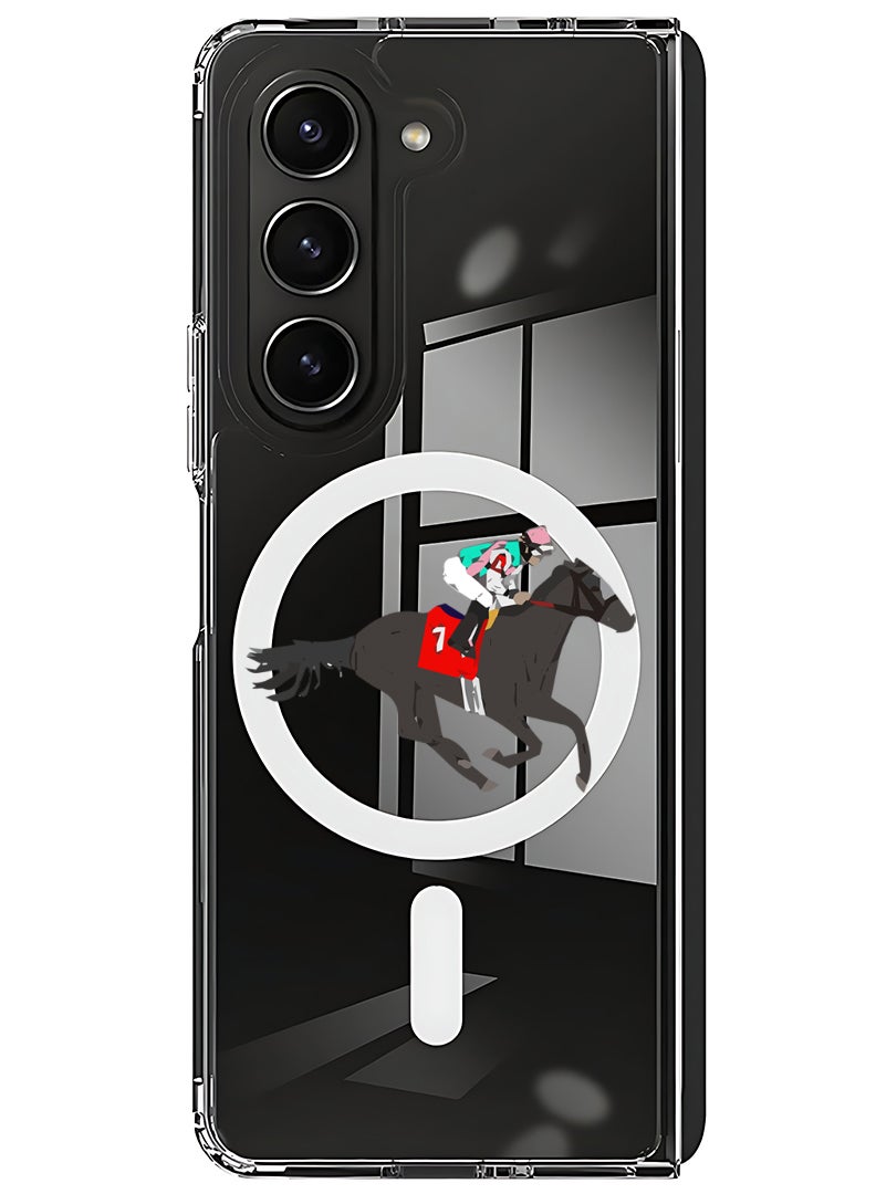 Theodor Magnetic Case for Samsung Galaxy Z Fold 5 Compatible with MagSafe Wireless Charging, Shockproof Phone Bumper Cover Horse Riding - Image 1