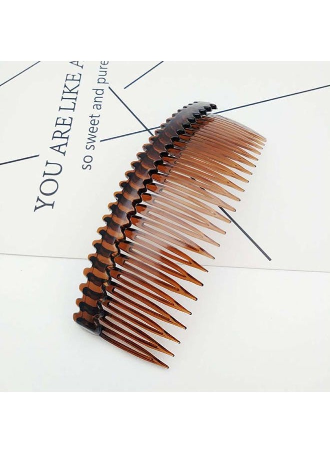 lasenersm 4 Pieces 24 Teeth Hair Side Combs French Comb Side Hair Combs Plastic Hair Clip Clamp Hair Clip Combs Hair Accessory for Women and Girls, Black, Brown  - Image 4