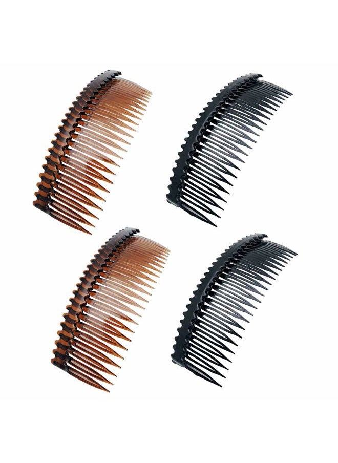 lasenersm 4 Pieces 24 Teeth Hair Side Combs French Comb Side Hair Combs Plastic Hair Clip Clamp Hair Clip Combs Hair Accessory for Women and Girls, Black, Brown  - Image 1