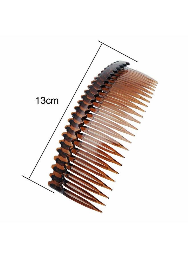 lasenersm 4 Pieces 24 Teeth Hair Side Combs French Comb Side Hair Combs Plastic Hair Clip Clamp Hair Clip Combs Hair Accessory for Women and Girls, Black, Brown  - Image 2