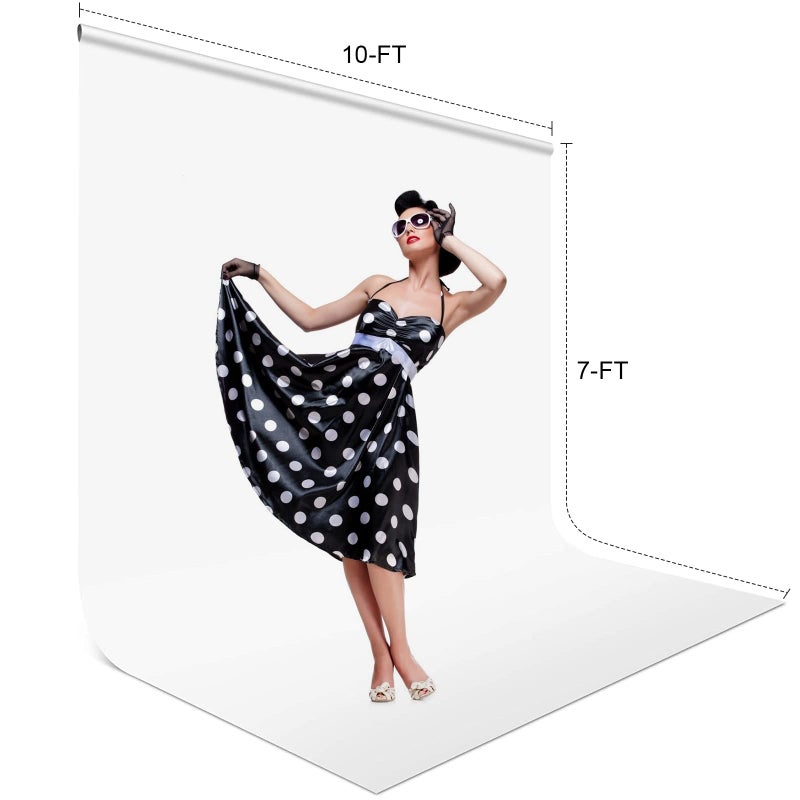 Aimosen 10 x 7 FT White Backdrop Background for Photography, Professional Pure WhiteScreen for Photoshoot, High Density Fabric Curtainfor Video Record Portrait Stand Photo Studio, with Rod Pocket - Image 5