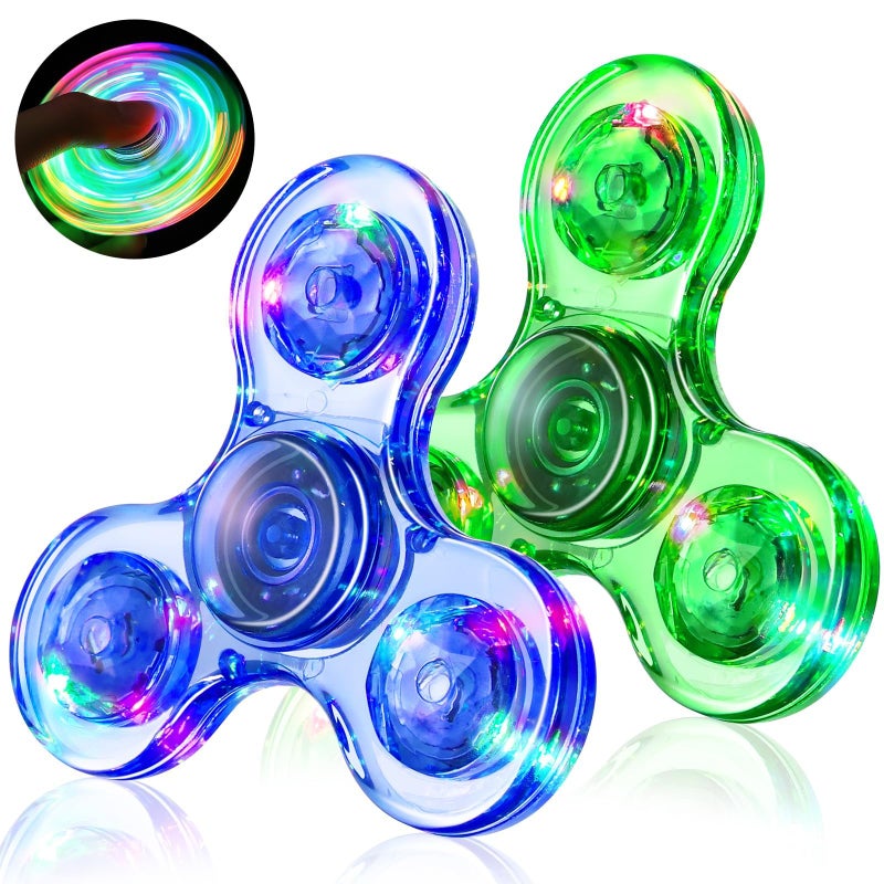 Gigilli Fidget Spinners for Kids 2 Pack Light up Sensory Fidget Toys Adults Kid 4812 Glow in The Dark ADHD Autism Toys 57 Boys Girls LED Classroom Prizes Party Favors Mini Fidgets for Toddler - Image 3