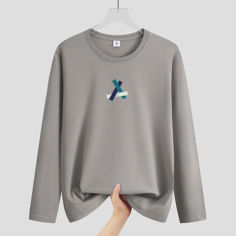 Autumn New Long-Sleeved T-Shirt Men'S Round Neck Fat Plus Size Men'S Youth Student Korean Style All-Match Shirt Fashion - Image 1