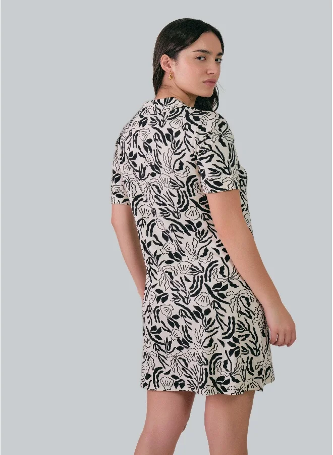 غانت Palm Print Jersey Shirt Dress