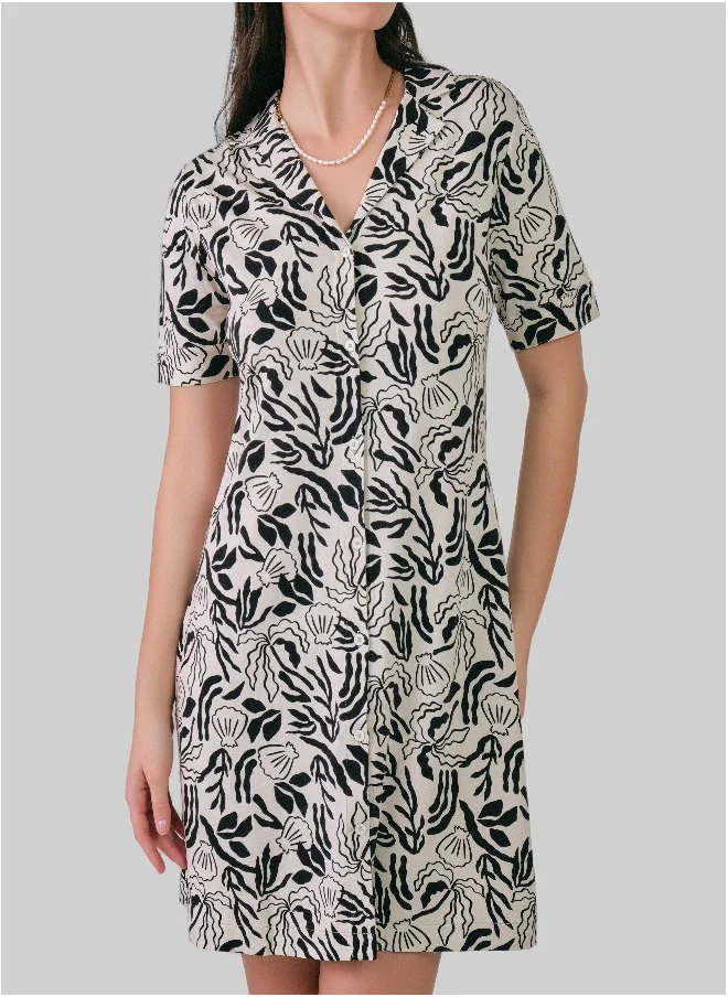 غانت Palm Print Jersey Shirt Dress