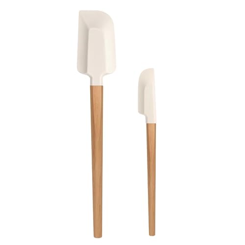 LorisArm Wooden Handle Spatula Set, 12" & 9" Rubber Spatula Silicone Spatulas for Baking Cooking and Mixing. - Image 1