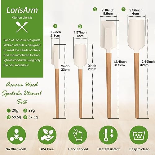 LorisArm Wooden Handle Spatula Set, 12" & 9" Rubber Spatula Silicone Spatulas for Baking Cooking and Mixing. - Image 2