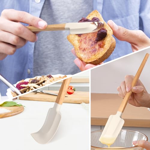 LorisArm Wooden Handle Spatula Set, 12" & 9" Rubber Spatula Silicone Spatulas for Baking Cooking and Mixing. - Image 4