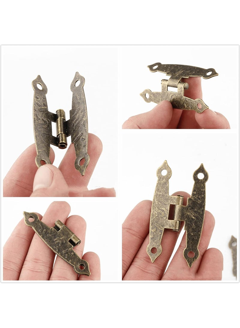 Dophee dophee 8Pcs Antique Bronze H Shape Cabinet Hinges Decorative Hinges for Doors Windows Cupboard Closet Wardrobe Wooden Cases Jewelry Box with Mounting Screws 256x130  - Image 5