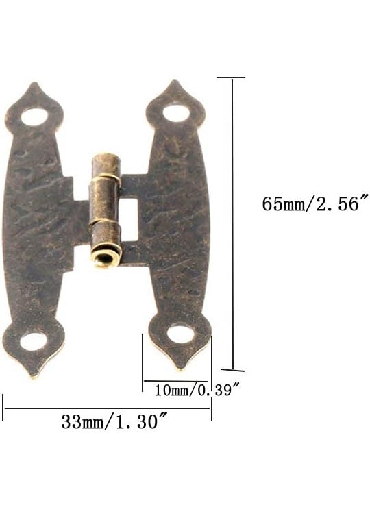 Dophee dophee 8Pcs Antique Bronze H Shape Cabinet Hinges Decorative Hinges for Doors Windows Cupboard Closet Wardrobe Wooden Cases Jewelry Box with Mounting Screws 256x130  - Image 4