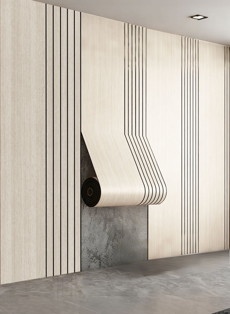 Wood Grain Self-Adhesive Wallpaper Off-White Gray 3D Wallpaper | Waterproof 3D Wallboard Wallpaper | Moisture Proof Sound Insulation Sticker Wall Covering for Home Decor Living Room Bedroom TV Background 40cm x 300cm - Image 1