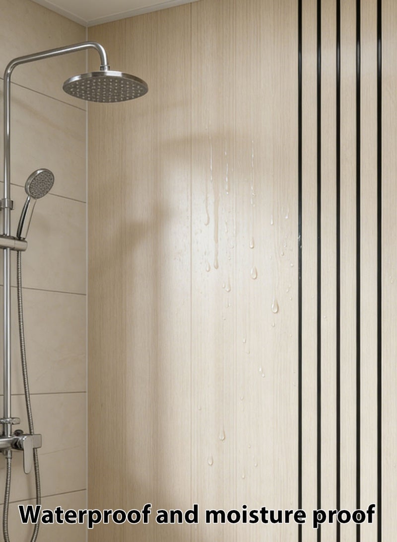 Wood Grain Self-Adhesive Wallpaper Off-White Gray 3D Wallpaper | Waterproof 3D Wallboard Wallpaper | Moisture Proof Sound Insulation Sticker Wall Covering for Home Decor Living Room Bedroom TV Background 40cm x 300cm - Image 3