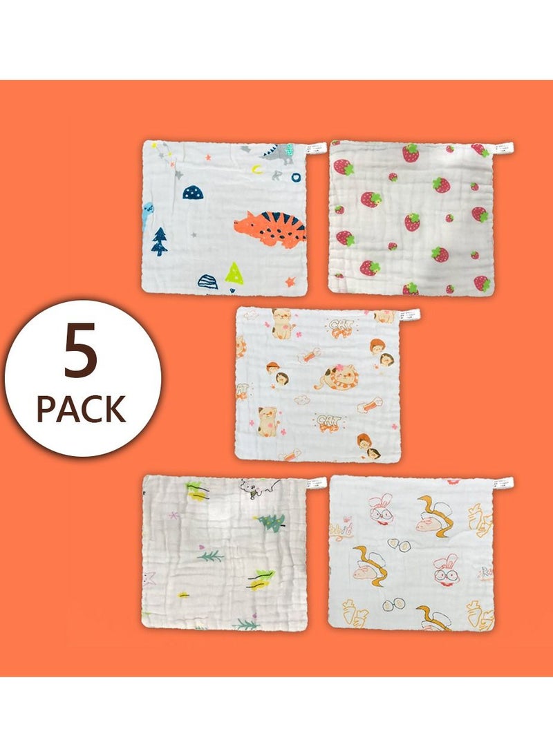 MARGOUN Baby Muslin Washcloths Soft Face Cloths for Newborn 30 * 30 cm, Absorbent Bath Face Towels, Baby Wipes, Burp Cloths or Face Towels (5 Pack) - Image 2
