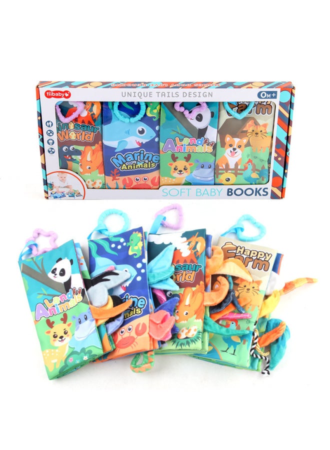 Tiibaby Baby Cloth Book Animal Three-dimensional Tail Early Education Cloth Book Educational Toys Newborn Baby Cloth Book - Image 1