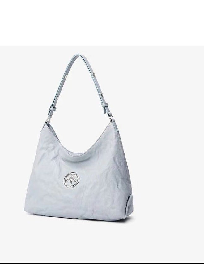GT GROTTO STONE-HOBO Gold Label Pleated Leather Shoulder Bag - Image 4