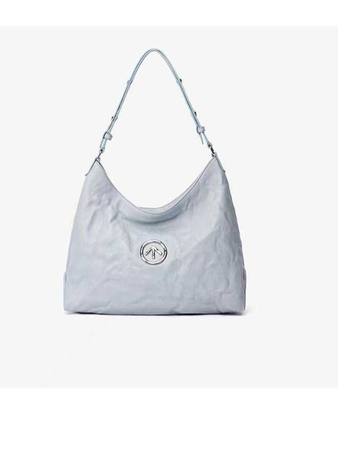 GT GROTTO STONE-HOBO Gold Label Pleated Leather Shoulder Bag - Image 1