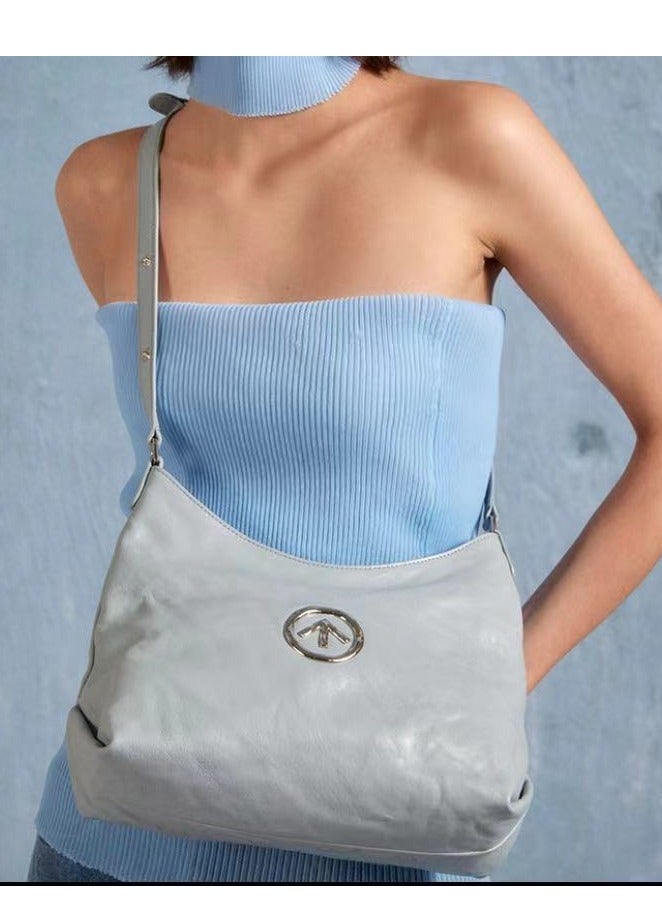 GT GROTTO STONE-HOBO Gold Label Pleated Leather Shoulder Bag - Image 2