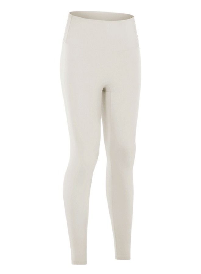 Loquat Solid Stretch Yoga Long Pants Beige  - Image 1