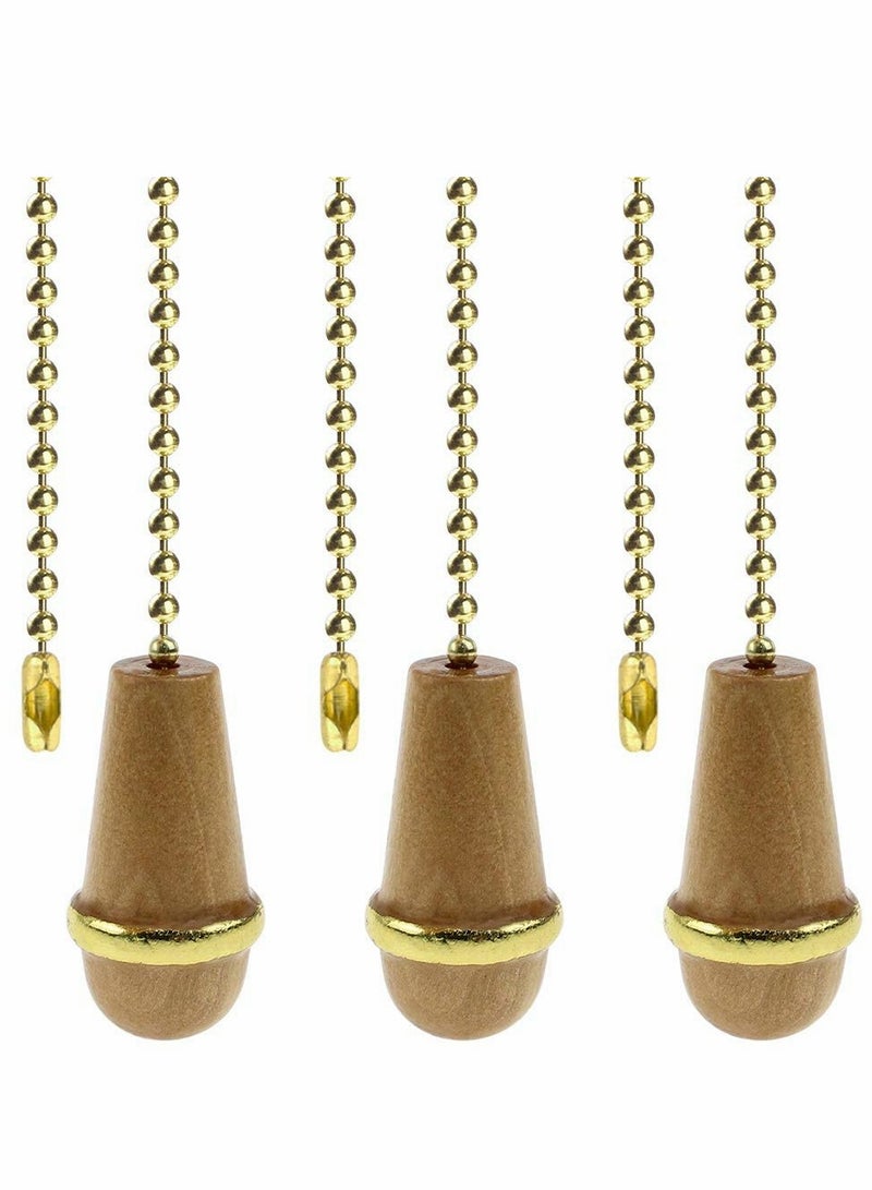 Excefore Wooden Handle Pull Chains, 3 Pcs Light Pull Chain, Fan Pull Chain - Image 1